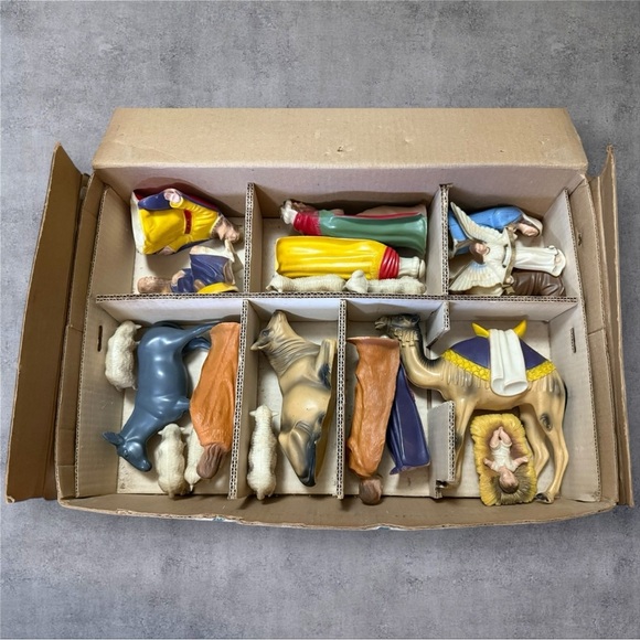 Vtg 1950’s Hartland Plastic Nativity Set with Box 21 Pieces - Picture 3 of 9